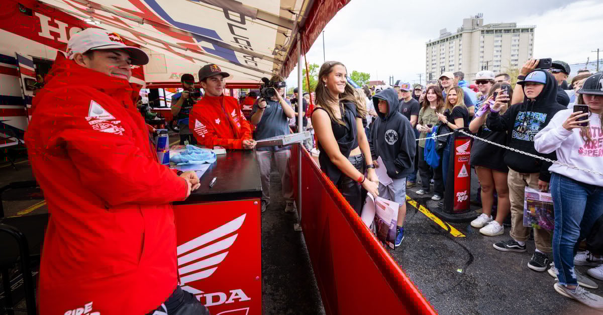 The Lawrence camp has outfitted a new hospitality trailer to accommodate the Lawrence Factory Fan Zone making its debut at Anaheim 1 on January 5th and 6th. Photo Credit: Feld Motor Sports, Inc.